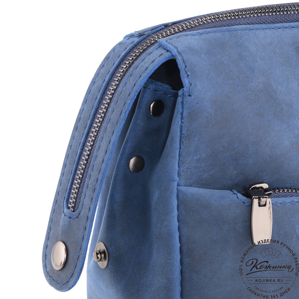 Кожаная деловая сумка "Марк" (синий крейзи)